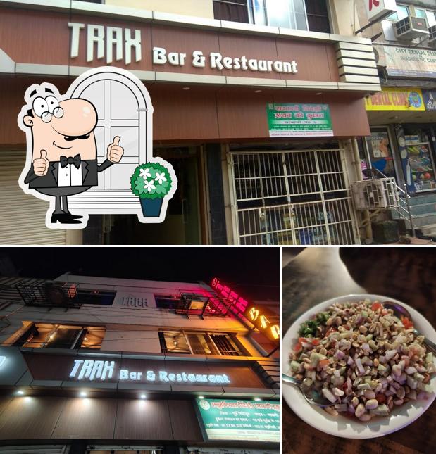 The exterior of Trax Bar & Restaurant