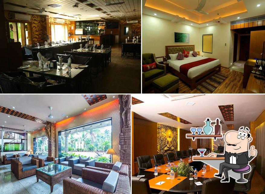 The interior of Hotel Hampi International