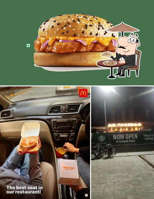Among different things one can find exterior and food at McDonald's