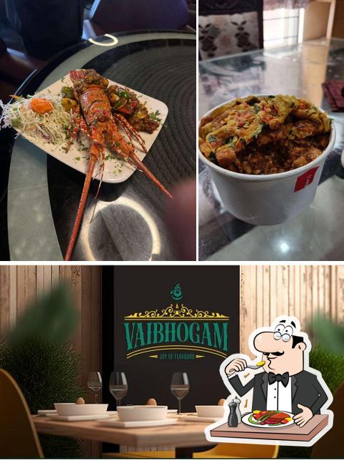 Take a look at the picture showing food and interior at SRI VAIBHOGAM RESTAURANT