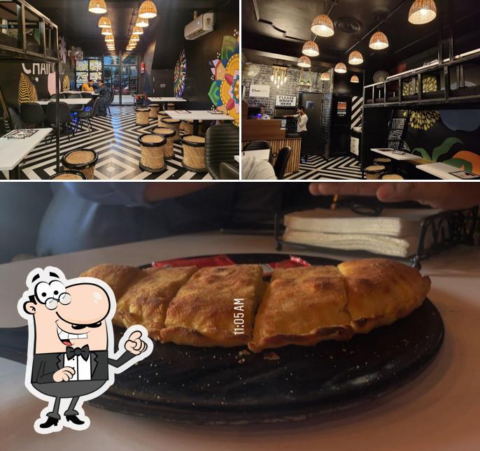 The restaurant's interior and food
