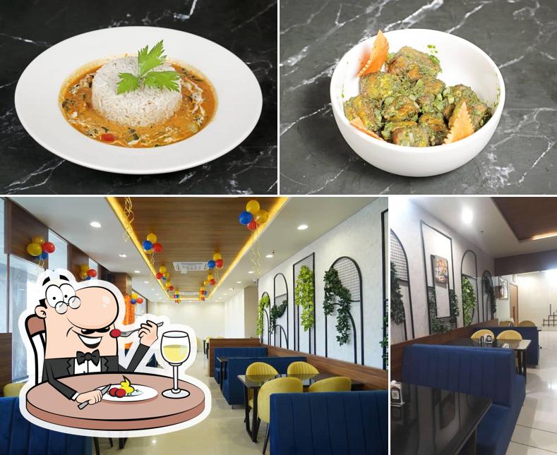 This is the image displaying food and interior at 7 curries