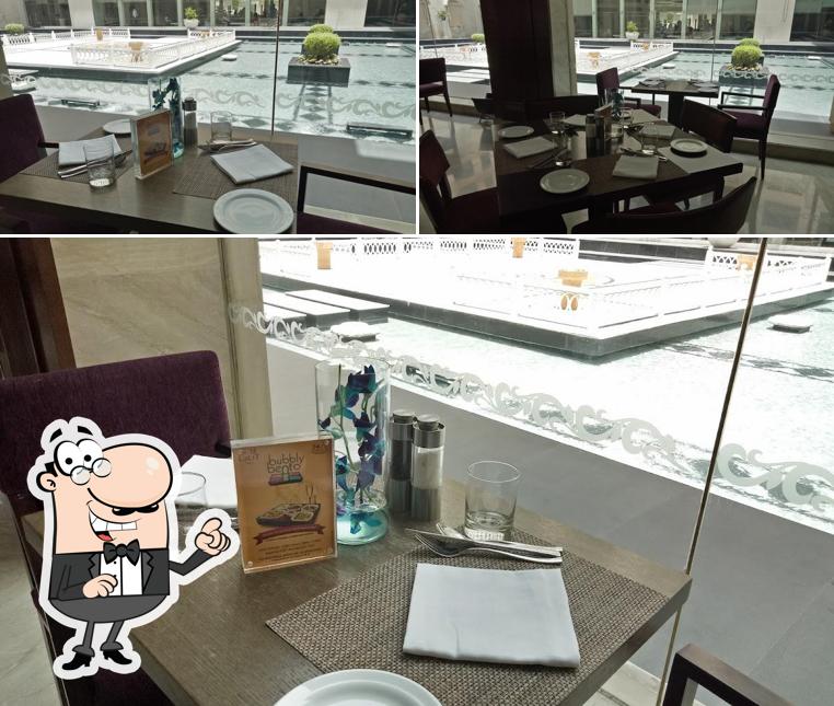 Take a seat at one of the tables at 24/7 Restaurant
