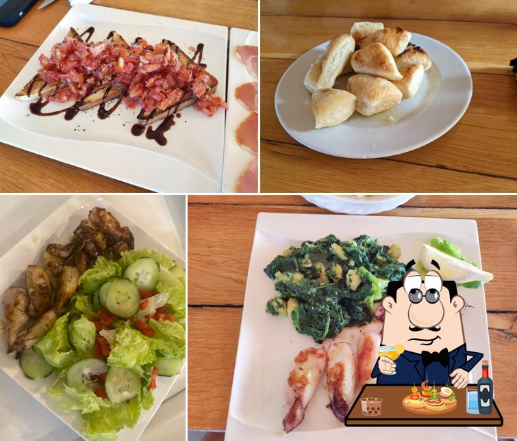 Bruschette al Morski Val. Mideterranean seafood, pasta and pizza