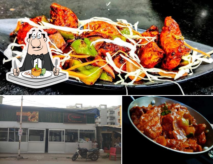 Among different things one can find food and exterior at CHINA GARDEN