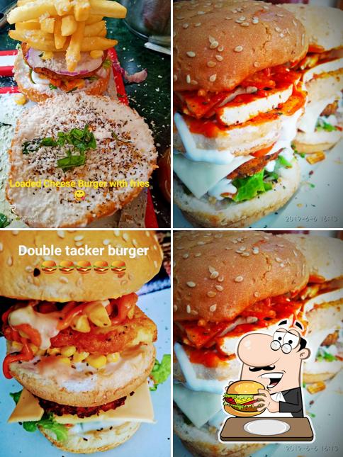 Taste one of the burgers served at freshers shakes and snacks