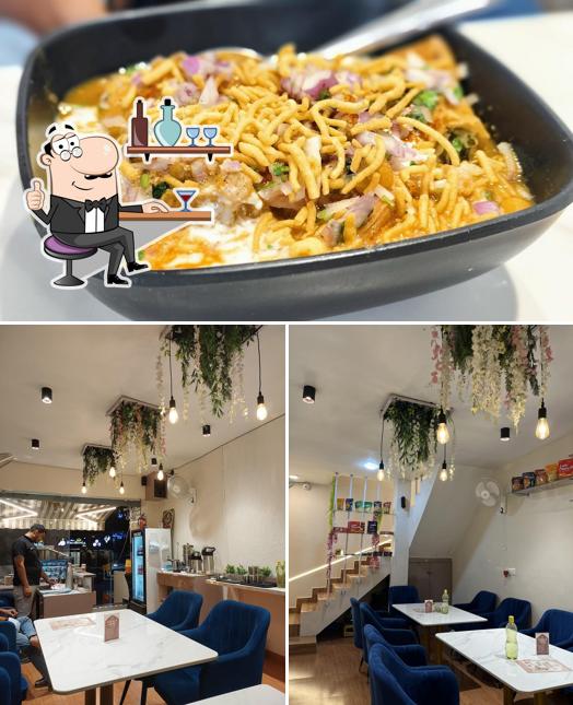 The restaurant's interior and food