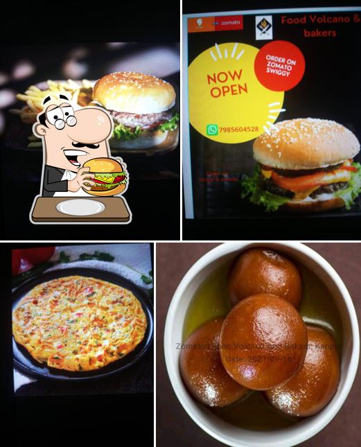 Get a burger at Food volcano and bakers