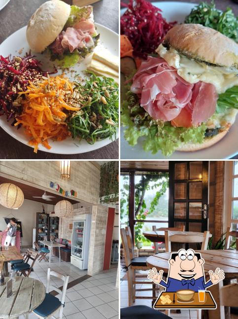A comida e interior do restaurante