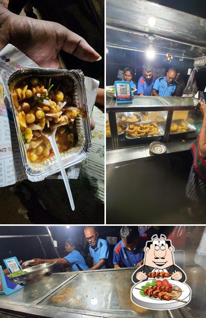 This is the picture depicting food and interior at Basha Bajji Center