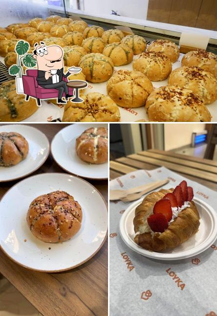 The restaurant's interior and food