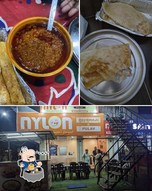 This is the picture depicting food and interior at Nylon Pavbhaji