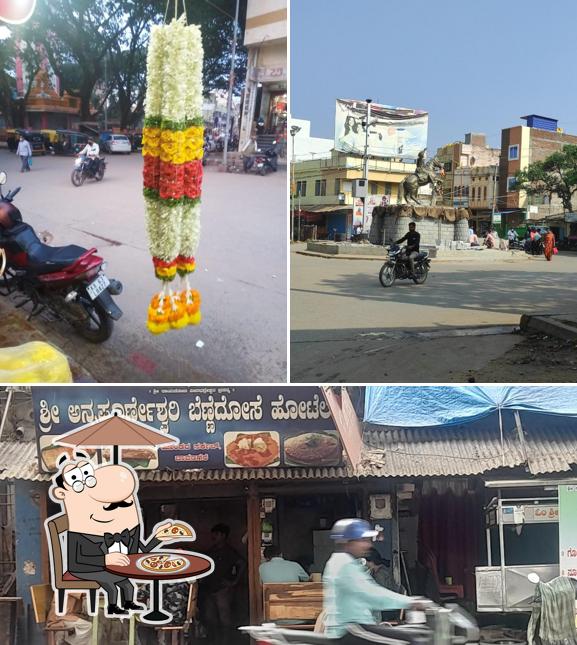 This is the photo showing exterior and interior at Sri kalleshwara Benne Dosa hotel