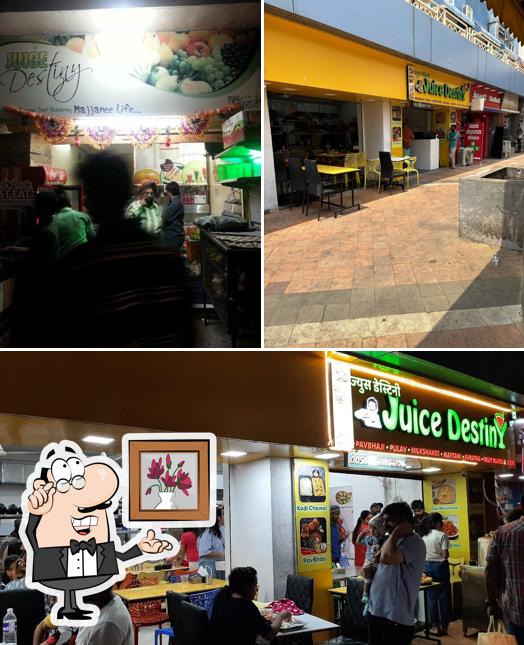 Among different things one can find interior and beverage at Juice Destiny