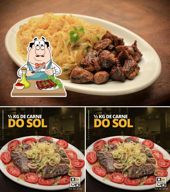 Prove refeições de carne no Confraria do França