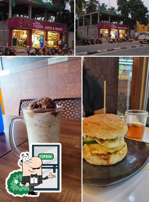 The restaurant's exterior and food