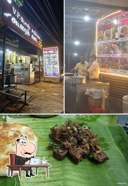 The picture of VP Bose Kooraikadai Mutton stall and restaurant’s interior and food