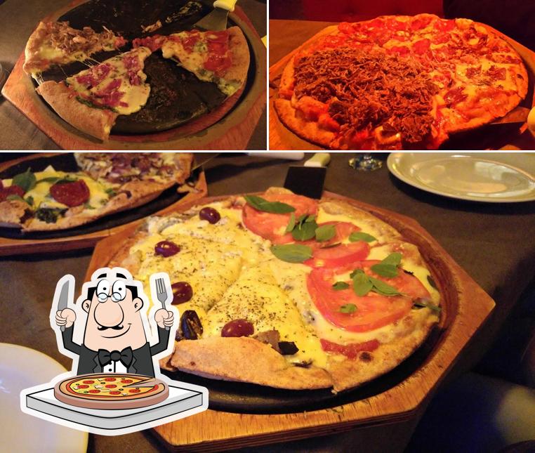 Escolha diferentes variedades de pizza