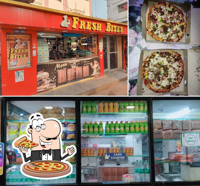 Try out pizza at Fresh bites