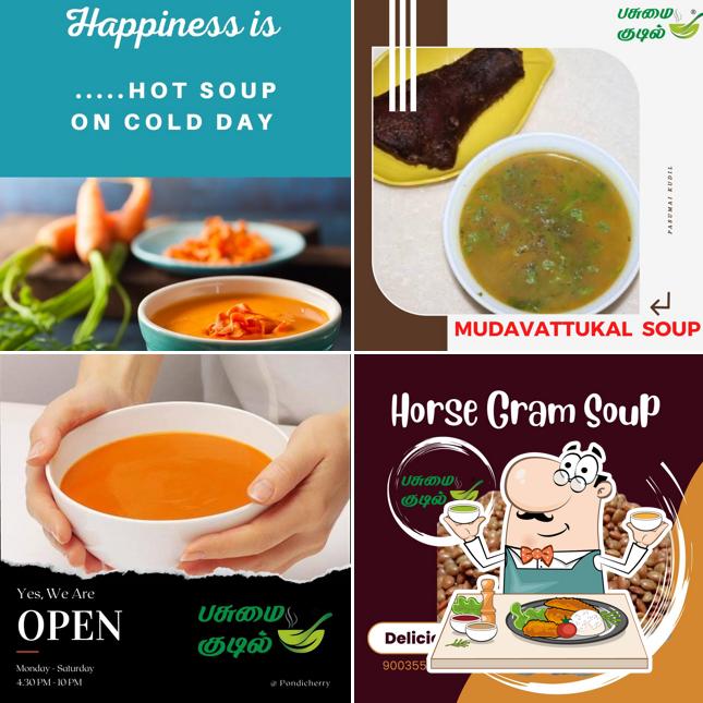 Food at Pasumai Kudil Soup பசுமை குடில் சூப்