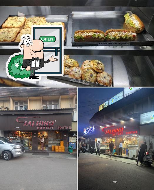This is the image displaying exterior and food at Jai Hind Bakery