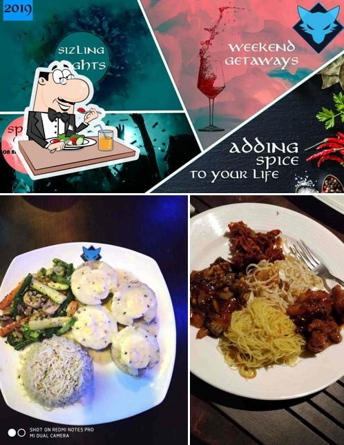 Check out the picture depicting food and wine at Blue FOX bar and lounge