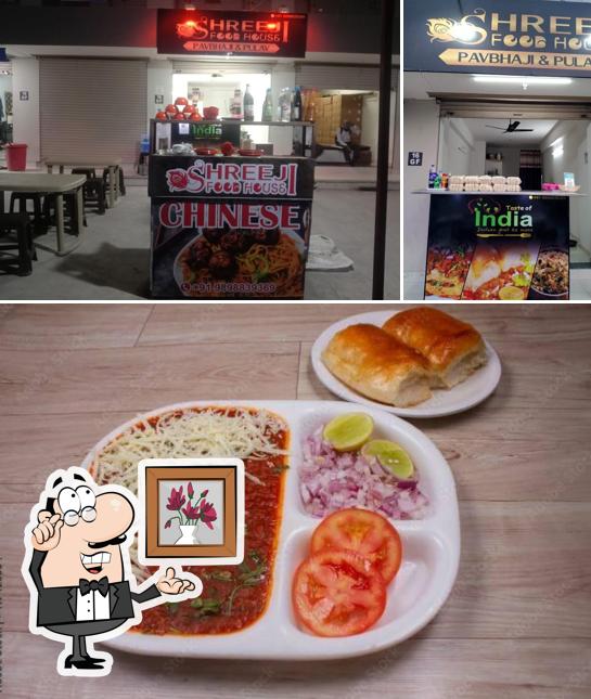 Among different things one can find interior and food at Shreeji Food House