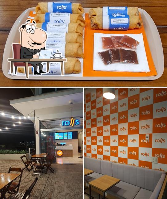 Entre diversos coisas, interior e comida podem ser encontrados no Rolls Foods