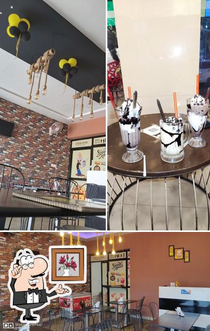 Take a seat at one of the tables at Be high bros (on food) Nellore