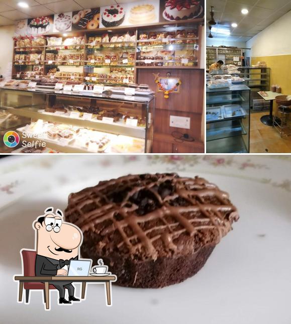 The restaurant's interior and food