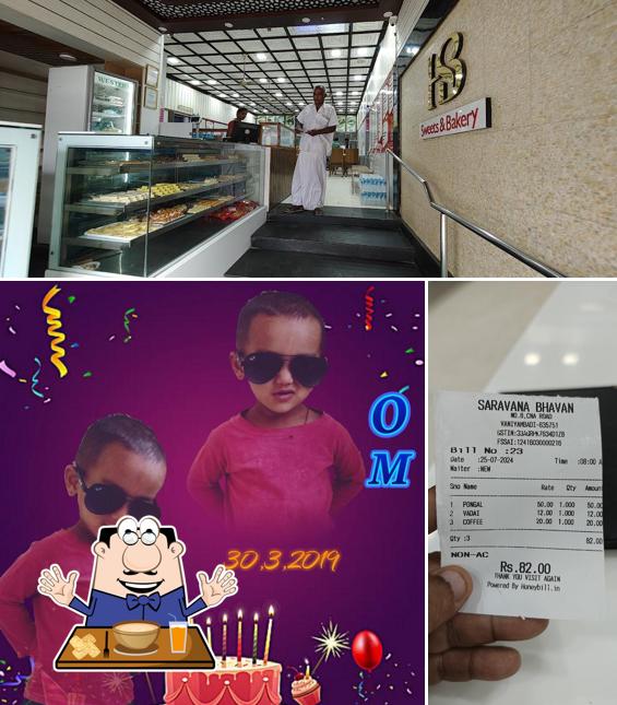 This is the picture depicting food and interior at Hotel Saravana Bavan sweets and bakery