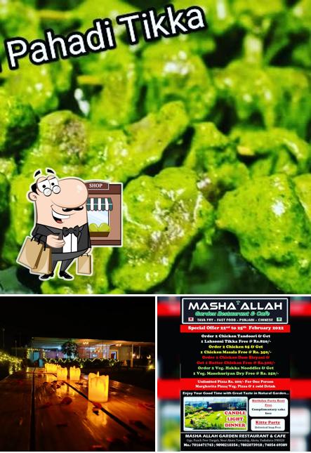 Check out the picture showing exterior and food at MashaAllah Garden Restaurant
