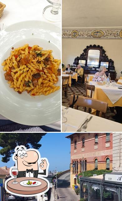 Dai un’occhiata alla foto che mostra la cibo e esterno di Ristorante Montallegro Orlandi