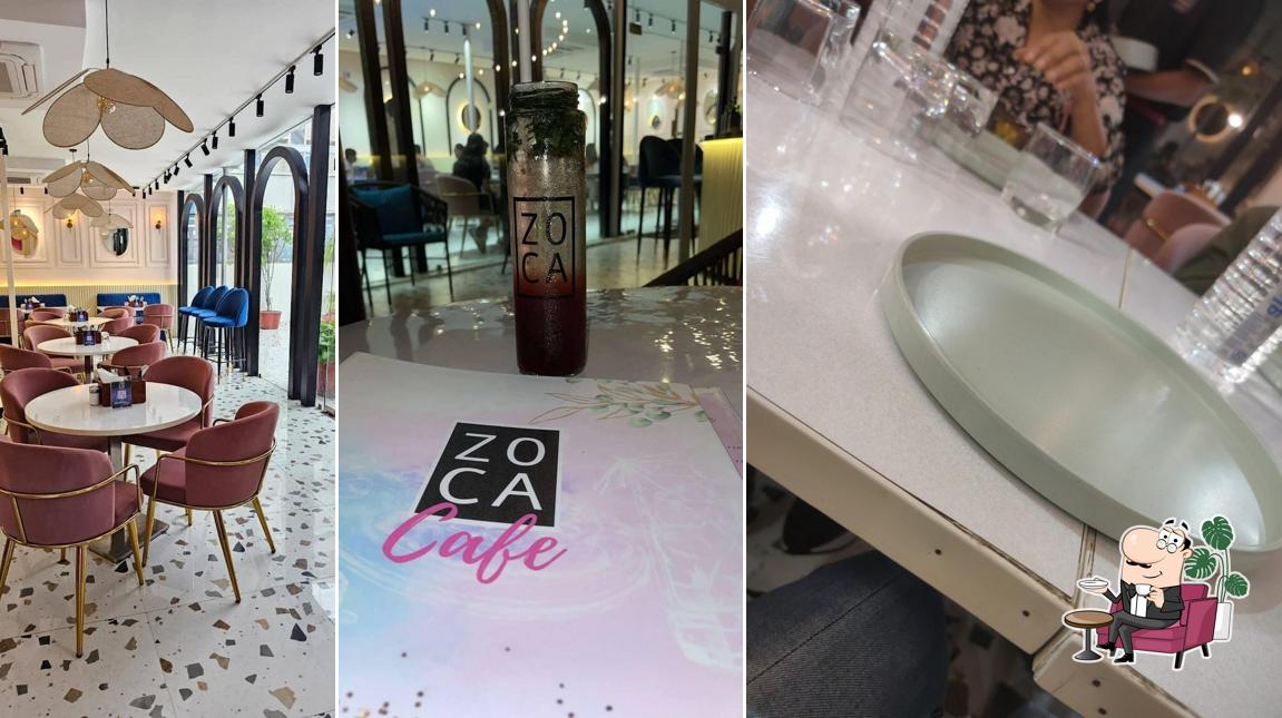 Take a seat at one of the tables at Zoca Cafe & Restro