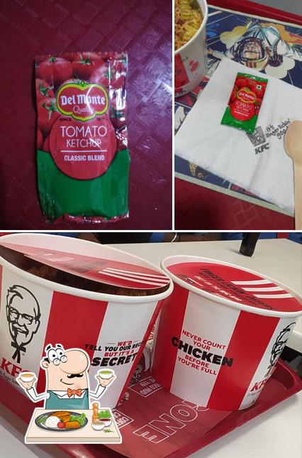 Take a look at the photo displaying food and beverage at KFC