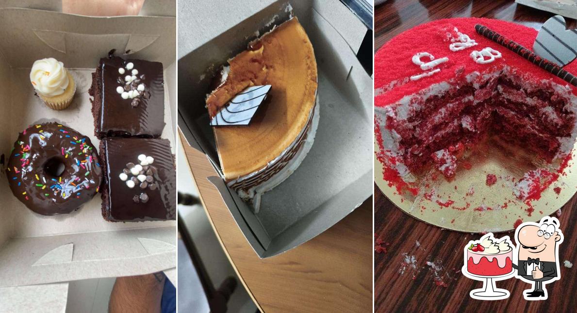 Red velvet cake at 7th Heaven cake shop Deralakatte