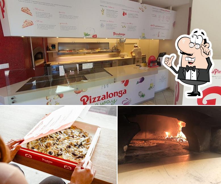 Questa è la immagine che presenta la interni e cibo di Pizzalonga Away Marcon