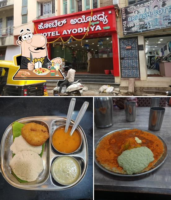 Take a look at the picture depicting food and exterior at Ayodhya veg