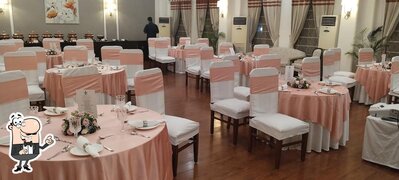 Take a seat at one of the tables at Akash Air Force Officers Mess