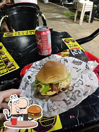 Delicie-se com um hambúrguer no comis burger
