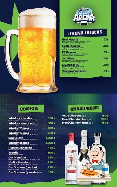 Venha provar diferentes bebidas oferecidos no ARENA BAR