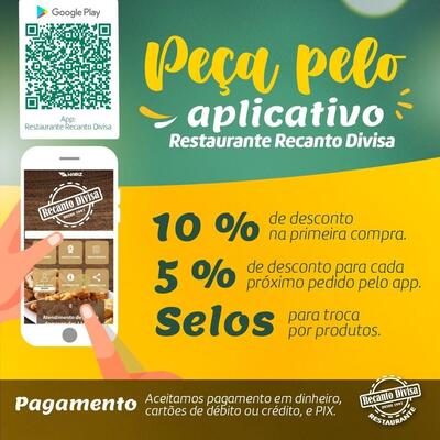 A publicidade mostra informações sobre o Pizzaria recanto divisa