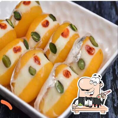 Sushi rolls are served at Arun Sweets