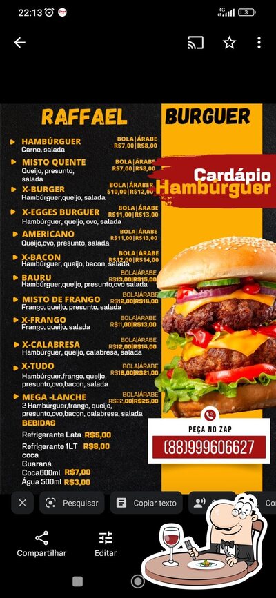 Platos en Raffael burguer