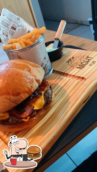 Pipa Night Pub serve uma variedade de opções para os amantes dos hambúrgueres