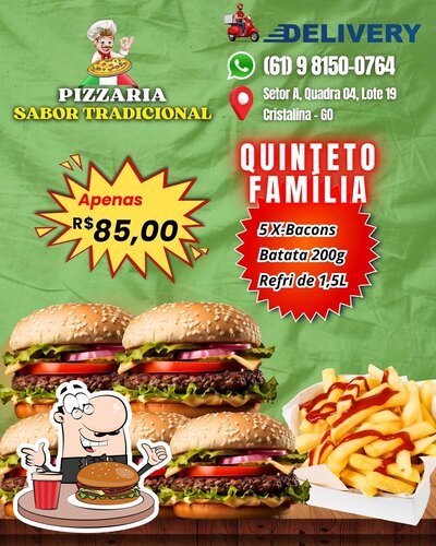 Os hambúrgueres do Pizzaria sabor tradicional irão satisfazer uma variedade de gostos