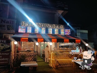 Take a seat at one of the tables at Rameshwaram Daana Paani