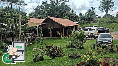 Você pode espairecer no na área externa do Café da Sogra