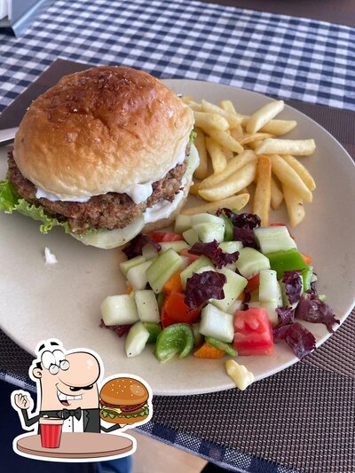 Treat yourself to a burger at Asian Corner Restaurant
